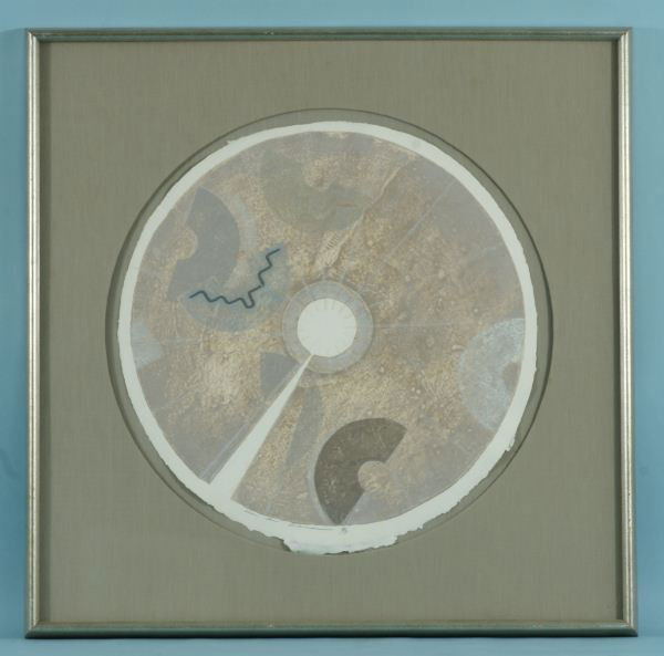 ARMOND LARA "FAN" COLLAGE #9/9: ARMOND LARA "FAN" COLOR COLLOGRAPH AND COLLAGE EDITION NUMBER 9/9. Height: 26 in. by Width: 26 in. by Depth: 1 1/2 in.