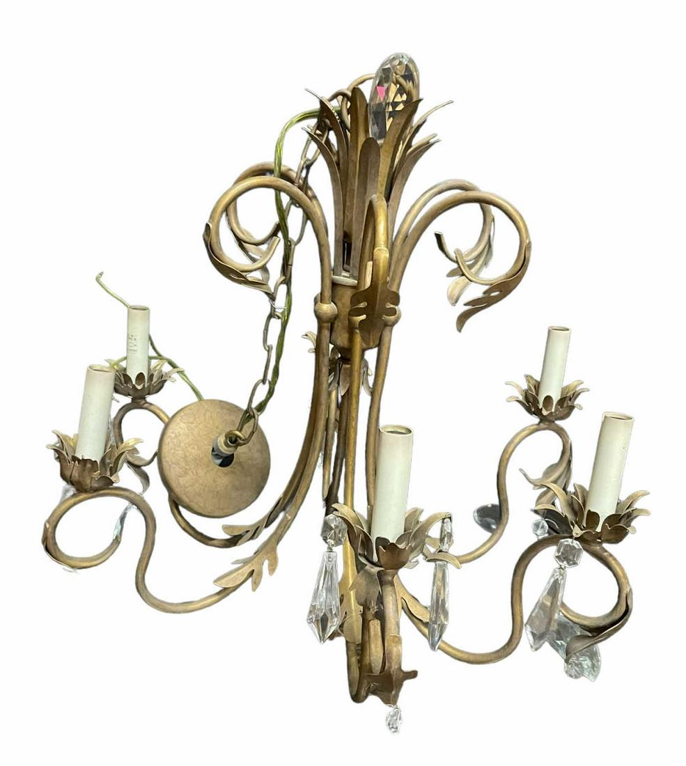 6 LIGHT METAL CHANDELIER: 6 LIGHT METAL CHANDELIER Height: 18 in. by Width: 21.5 in. by Depth: 21.5