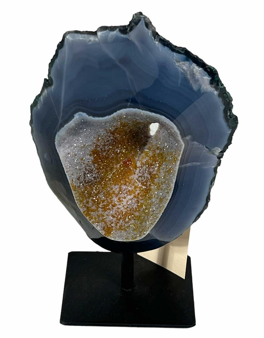 AMETHYST DRUZY WITH AGATE ON STAND (1 of 2)