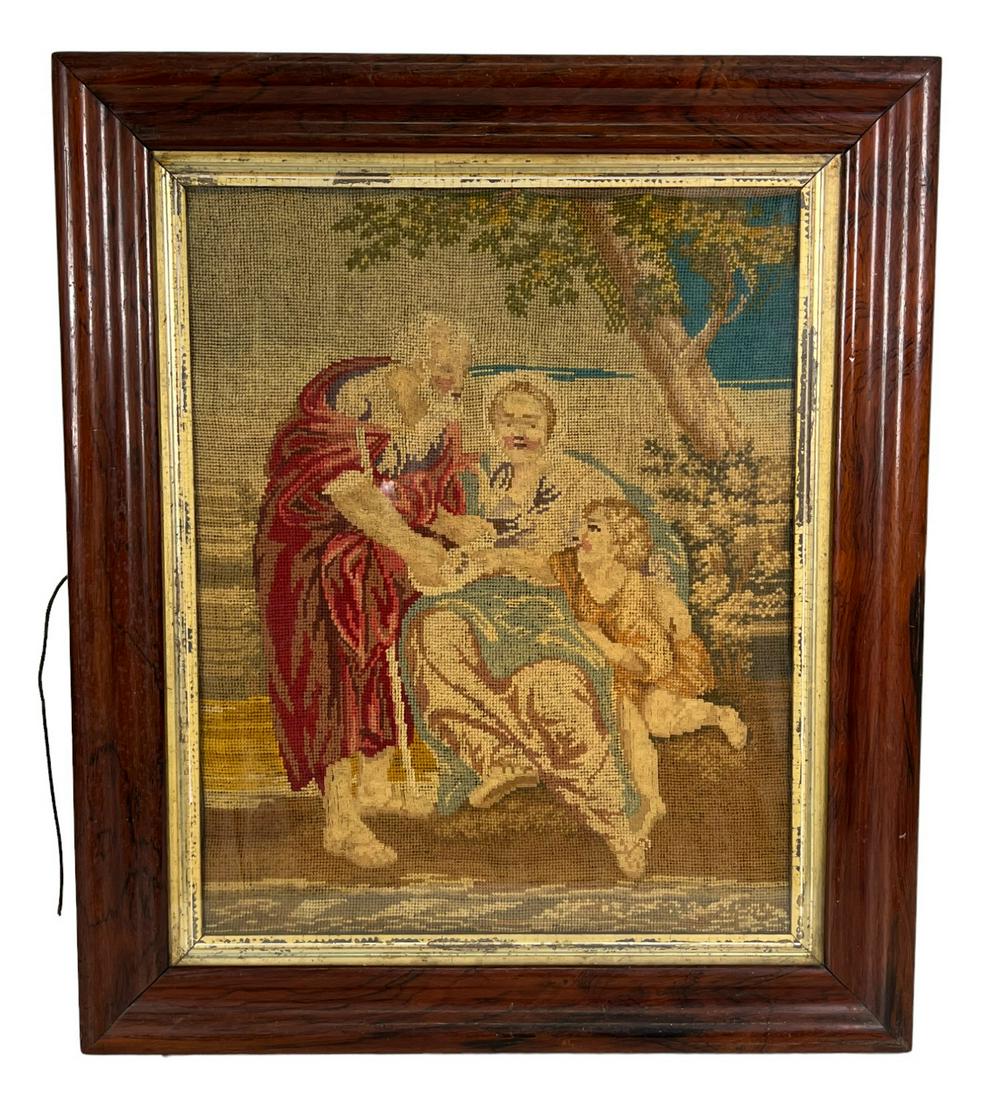 FRAMED 19TH CENTURY NEEDLEPOINT (1 of 2)