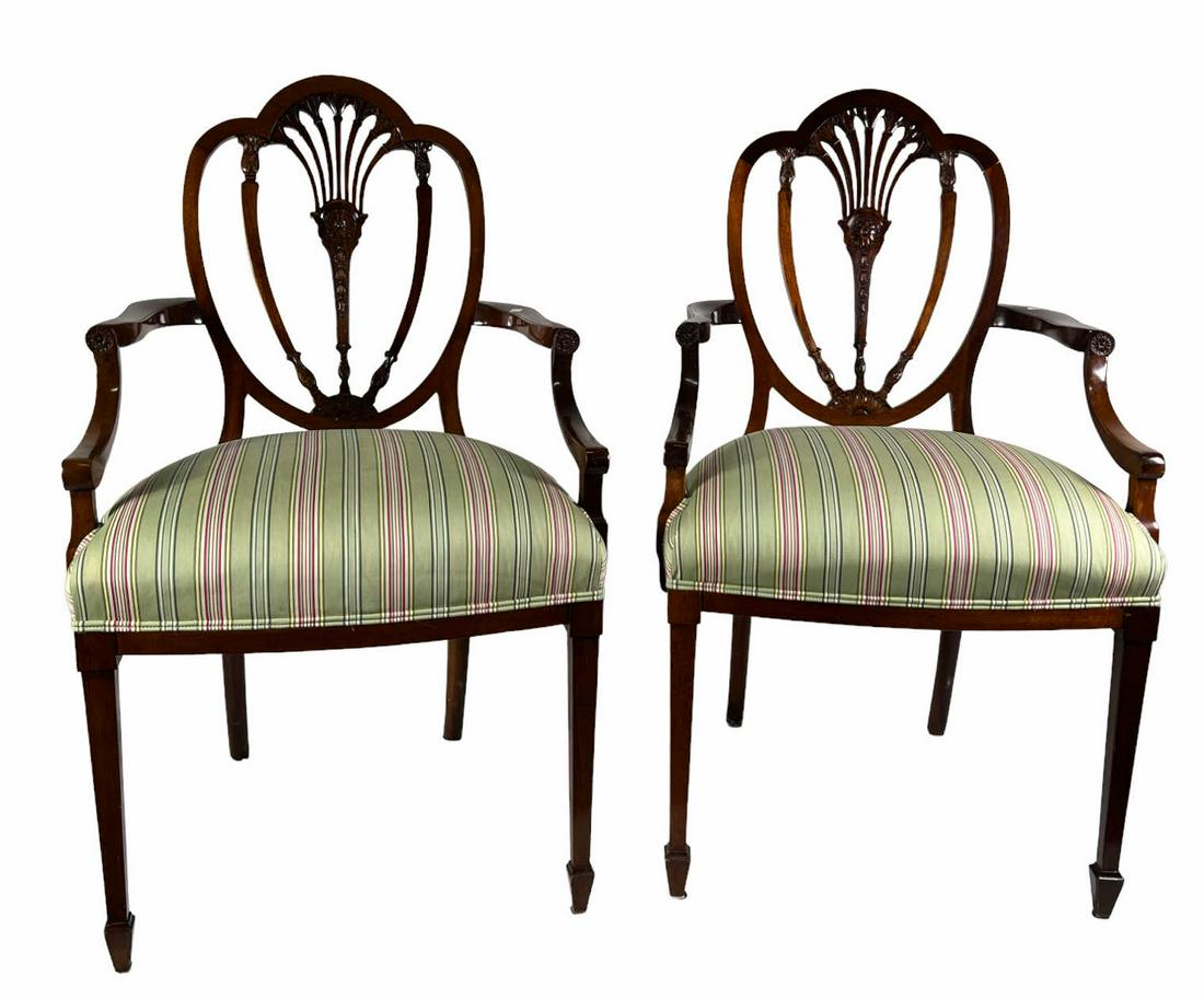 PAIR OF HEPPEL WHITE STYLE SHEILD BACK ARM CHAIRS (1 of 3)