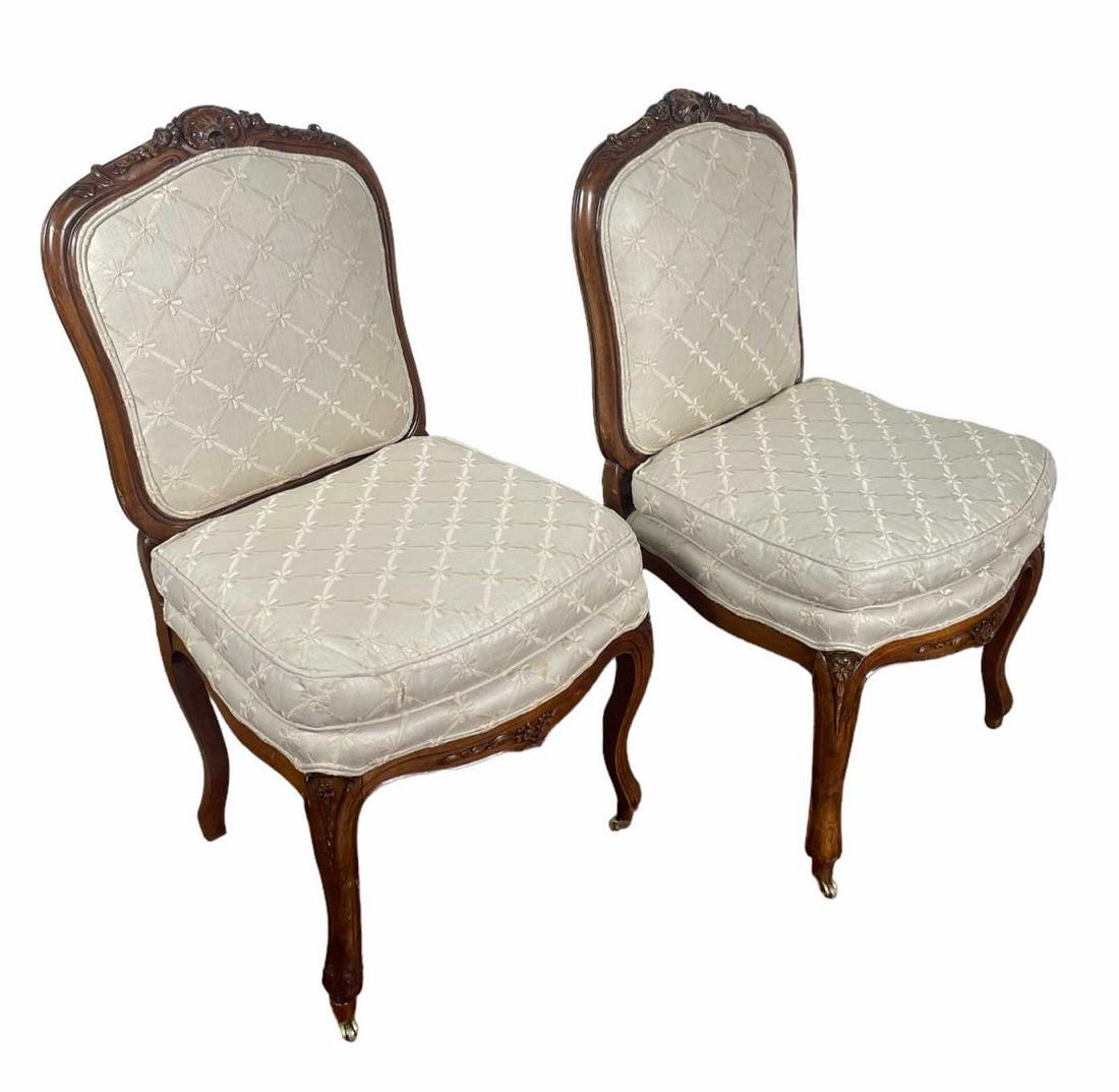 PAIR OF 19TH C.  LOUIS XV STYLE WALNUT CHAIRS (1 of 4)