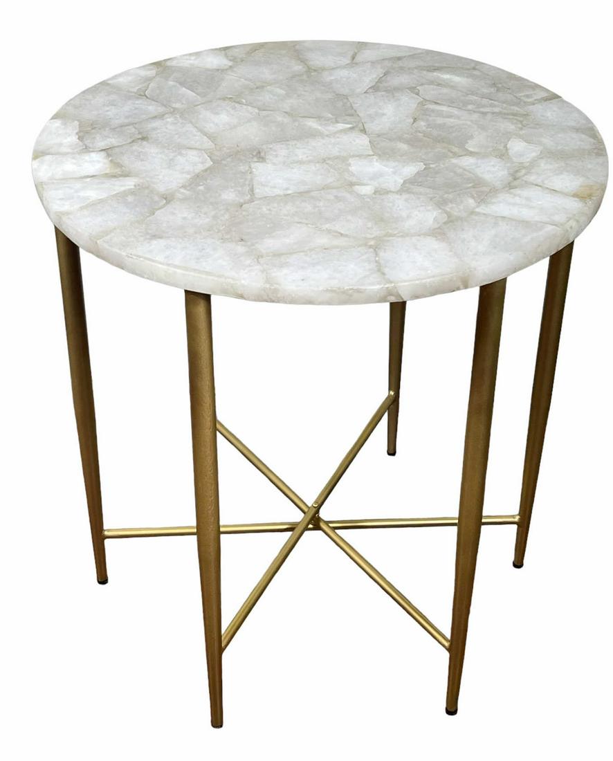 BRASS BASE WITH MARBLE TOP OCCASIONAL TABLE (1 of 3)
