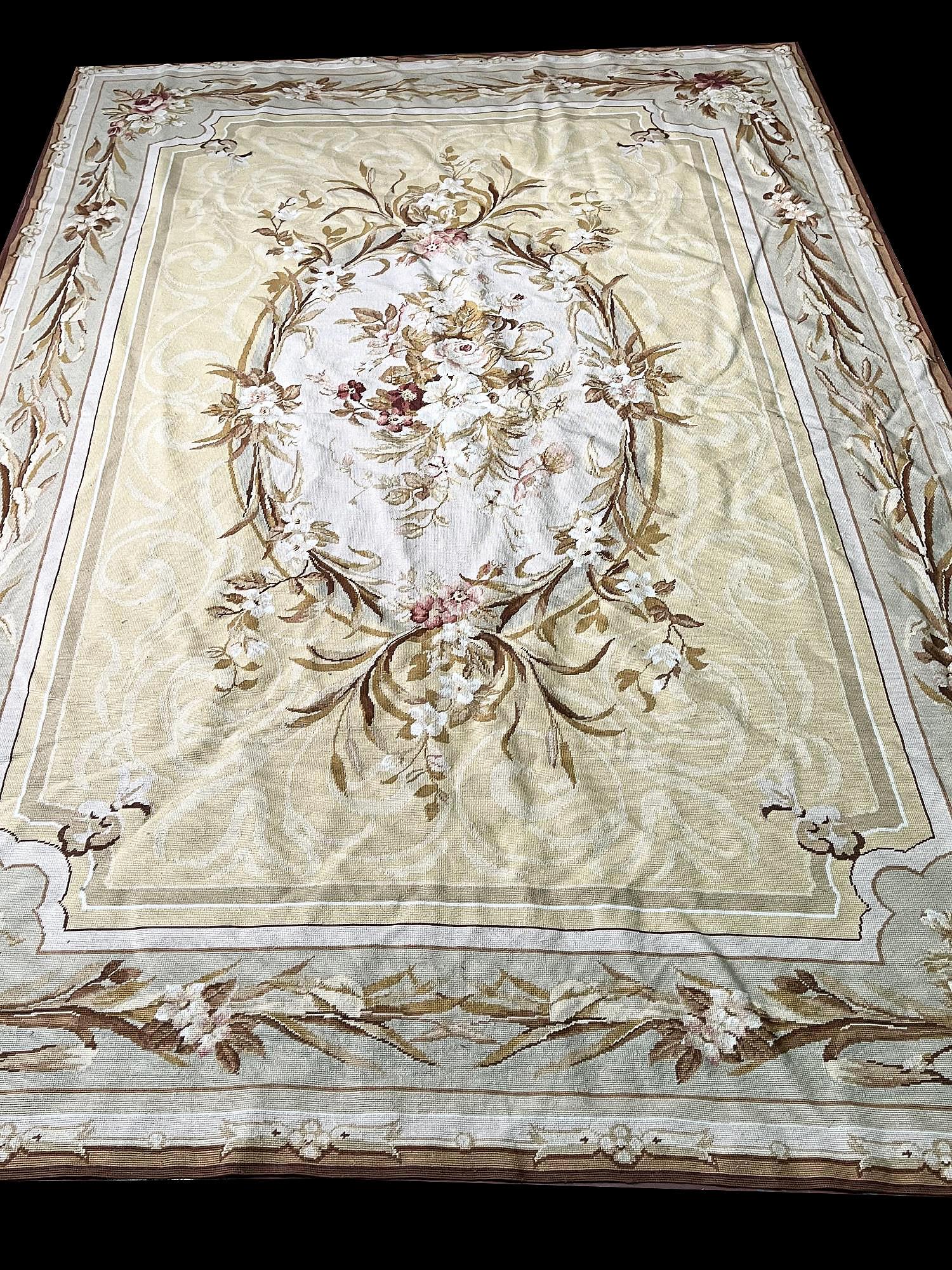 NEEDLEPOINT AUBUSSON STYLE RUG 120 X 95 (1 of 4)