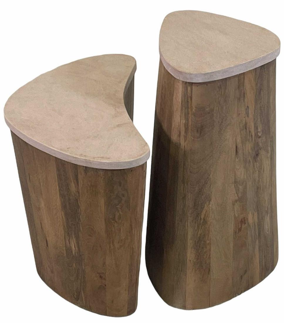 TWO MYLA  END TABLES WITH STONE TOP (1 of 6)