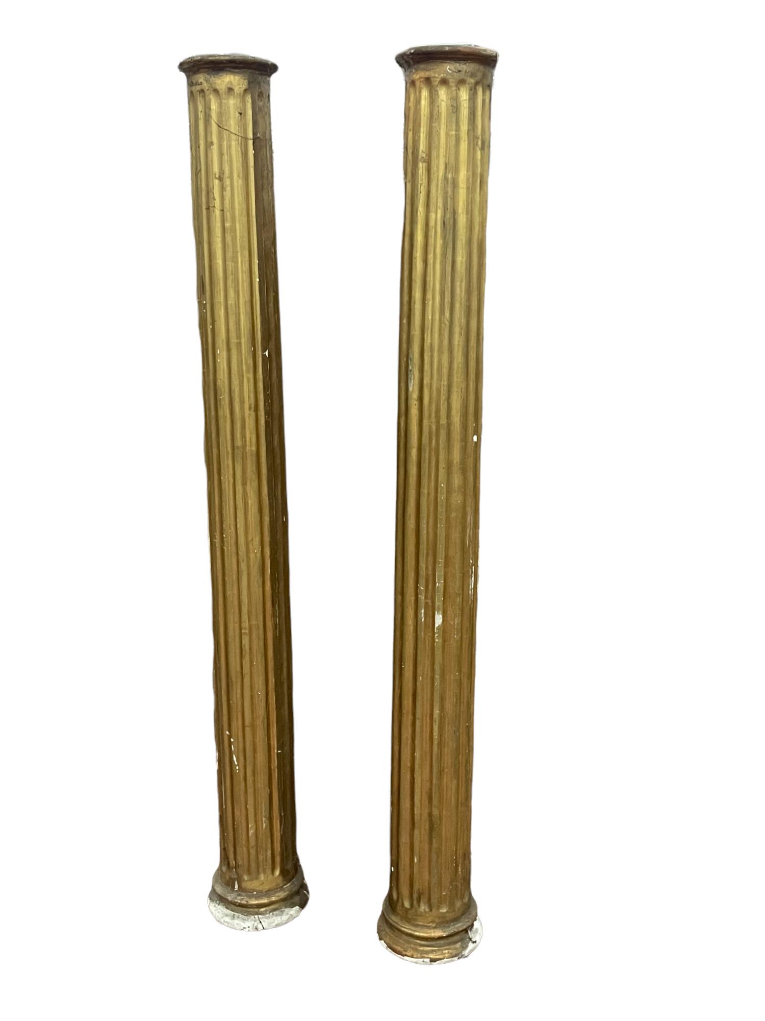 PAIR OF CARVED WOOD AND GILTED COLUMNS (1 of 1)