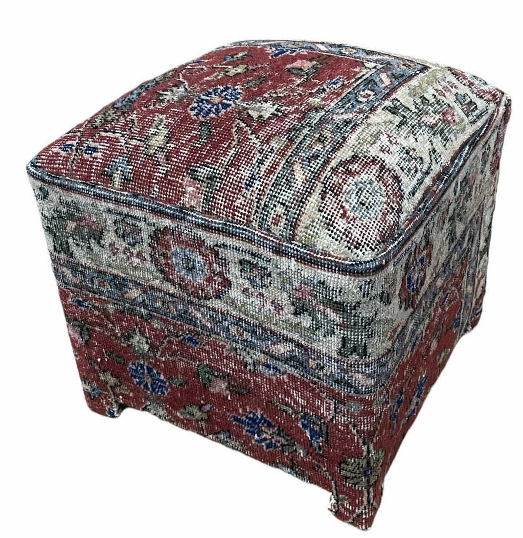 RED TURKISH CARPET STOOL (1 of 2)