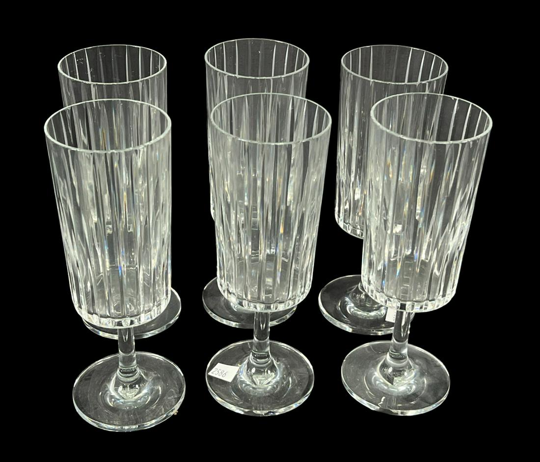 6 BACCARAT HARMONIE CHAMPAGNE FLUTES: 6 BACCARAT HARMONIE CHAMPAGNE FLUTES Height: 6.75 in. by Width: 2.5 in. by Depth: 2.5