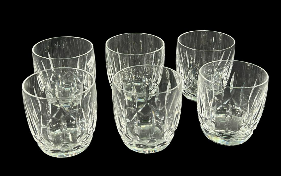 6 WATERFORD CRYSTAL MARA WHISKEY TUMBLERS: 6 WATERFORD CRYSTAL MARA WHISKEY TUMBLERS Height: 3.5 in. by Width: 3.25