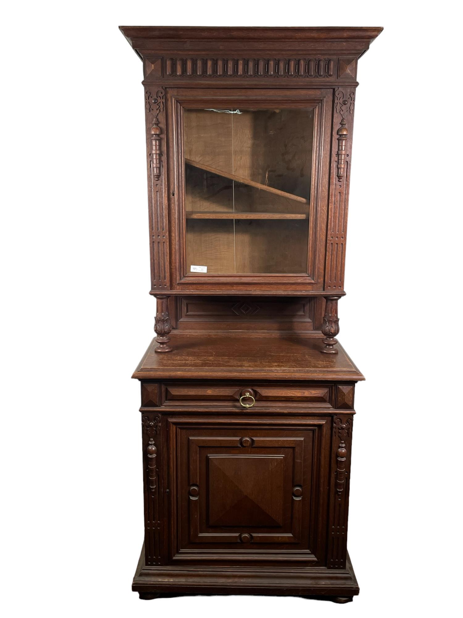 19th CENTURY FRENCH CHINA HUTCH WITH CABINET (1 of 4)