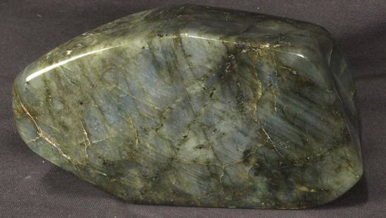 POLISHED LABRADORITE FREEFORM: POLISHED LABRADORITE FREEFORM - (LA65) 3.2 LBS Height: 6 in. by Width: 3 in. by Depth: 3 in.