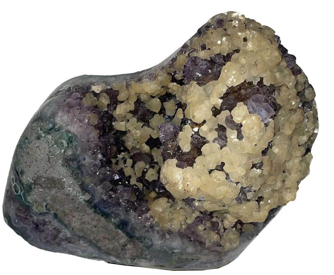 AMETHYST GEODE WITH CALCITE ON STAND (1 of 3)