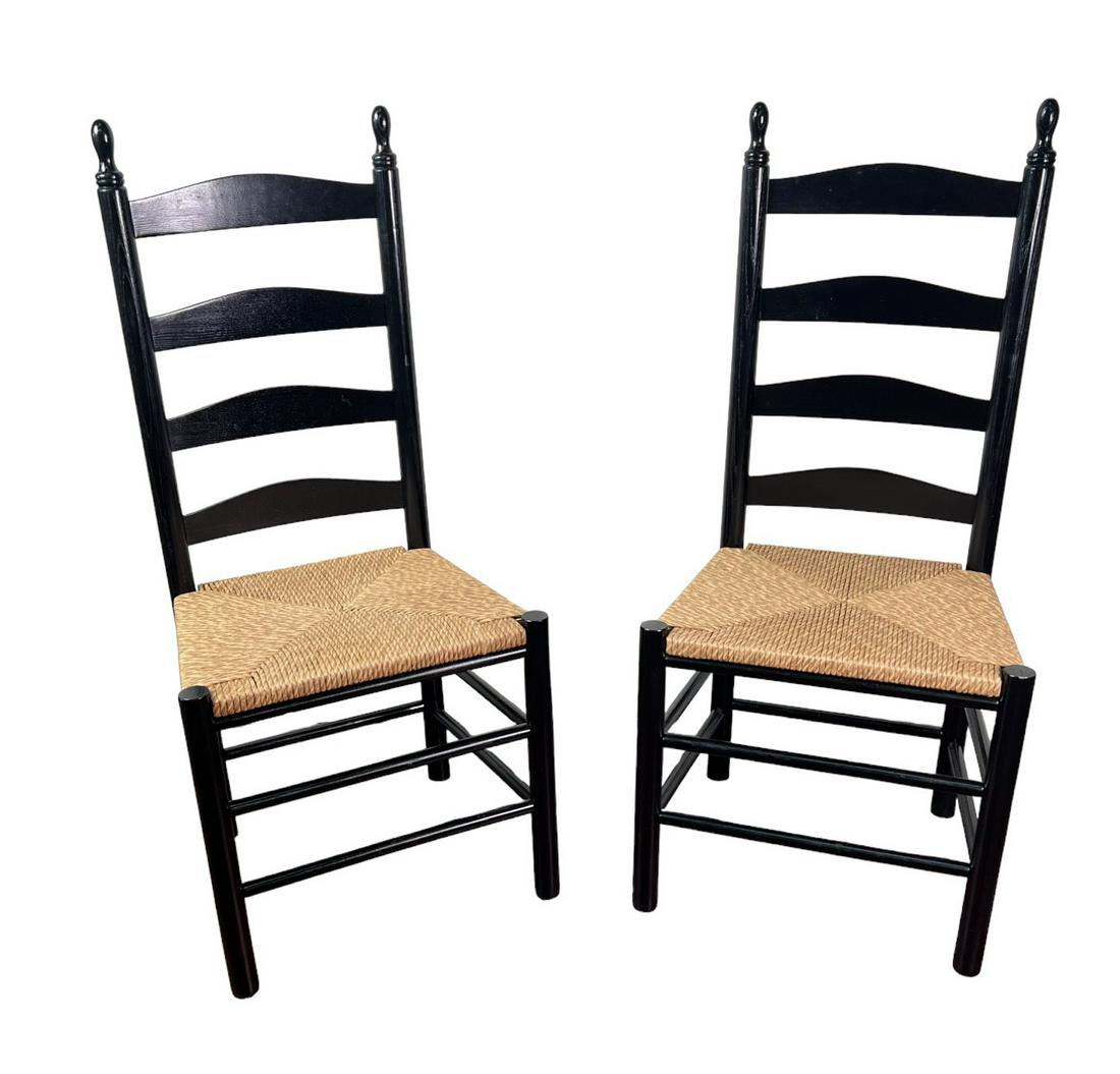 SET OF 6 LADDERBACK SHAKER CHAIRS WITH RUSH SEATS: SET OF 6 LADDERBACK SHAKER CHAIRS WITH RUSH SEATS SEAT HEIGHT 18" NOTE: YOU ARE BIDDING ON 6 CHAIRS Height: 43 in. by Width: 19.5 in. by Depth: 16