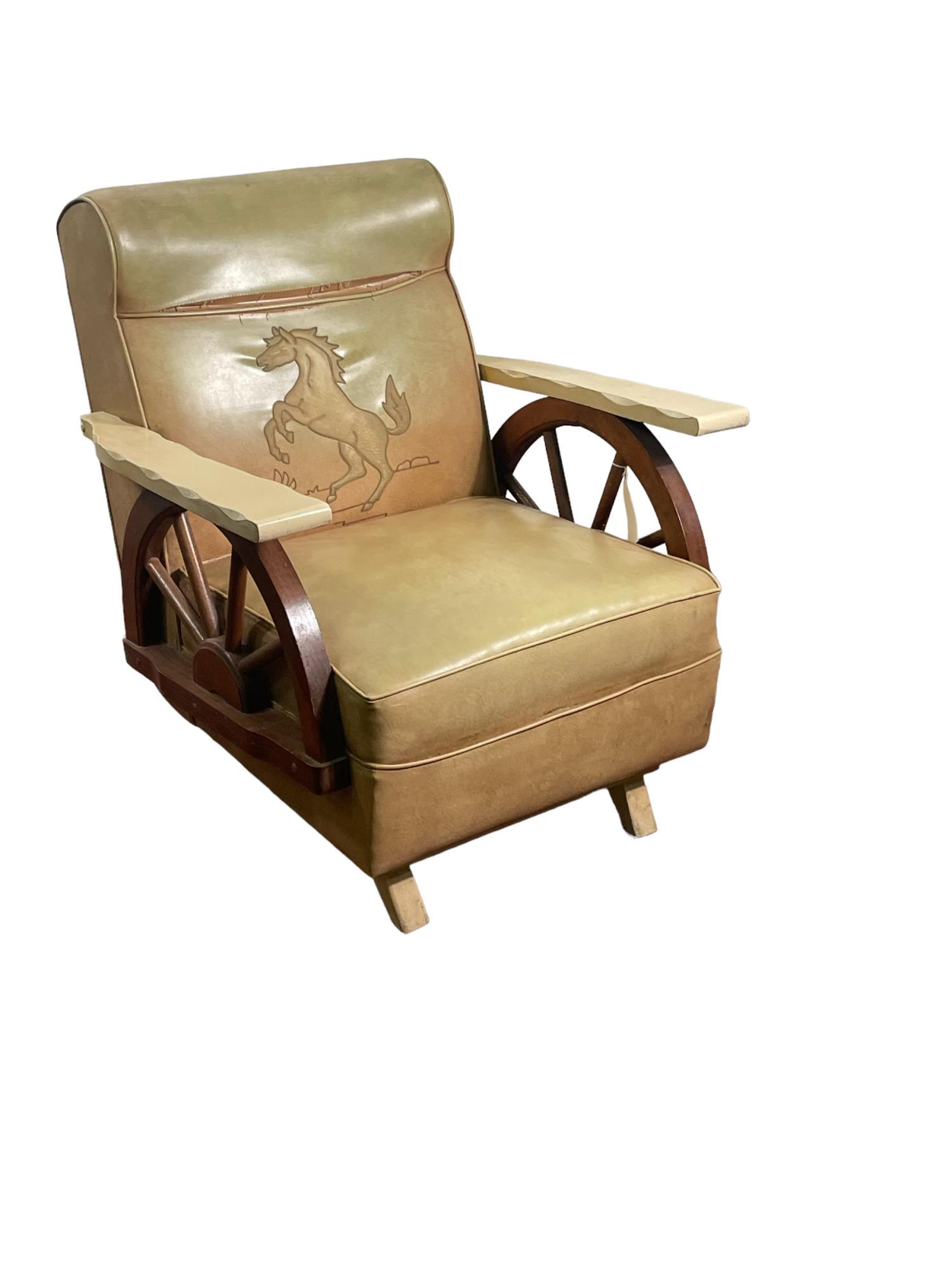 50'S OAK ROCKING CHAIR: 50'S OAK ROCKING CHAIR Height: 34 in. by Width: 27 in. by Depth: 27