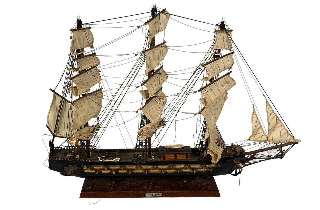 FRAGATA ESPANOLA 1780 MODEL SHIP: FRAGATA ESPANOLA 1780 MODEL SHIP Height: 23 in. by Width: 31 in. by Depth: 4