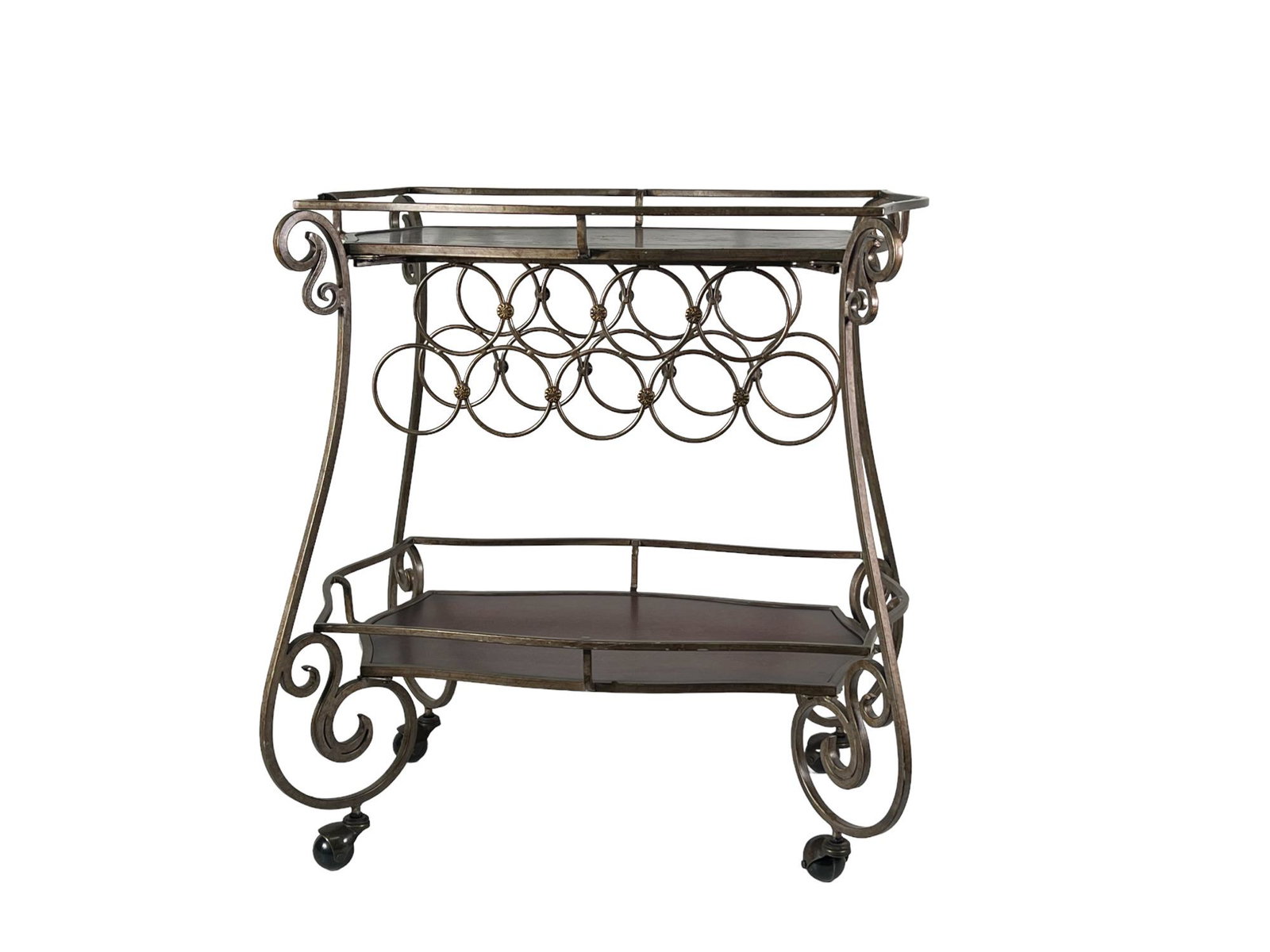 VINTAGE BOMBAY NINE BOTTLE WINE CART: VINTAGE BOMBAY NINE BOTTLE WINE CART Height: 31.5 in. by Width: 29 in. by Depth: 18.25
