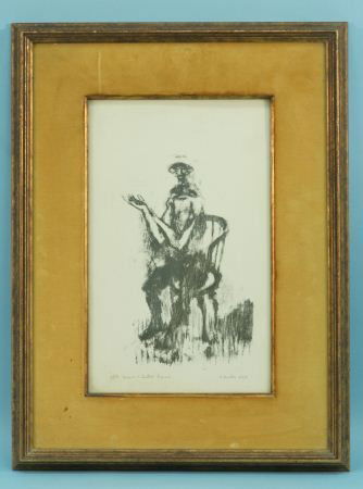 DAVID ADICKES "SERIES 2, SEATED FIGURE" LITHOGRAPH: DAVID ADICKES "SERIES 2, SEATED FIGURE" LITHOGRAPH, EDITION NUMBER 1/50, 1954. Height: 15 in. by Width: 10 in.