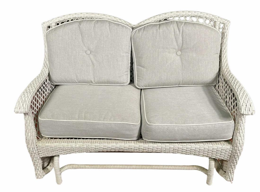 RESIN WOVEN WICKER STYLE GLIDER LOVESEAT (1 of 4)