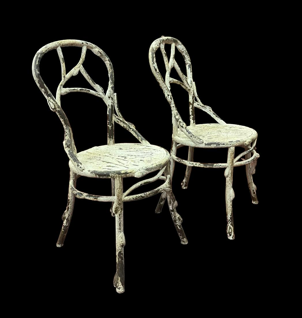 PAIR FAUX BOIS GARDEN CHAIRS (1 of 4)