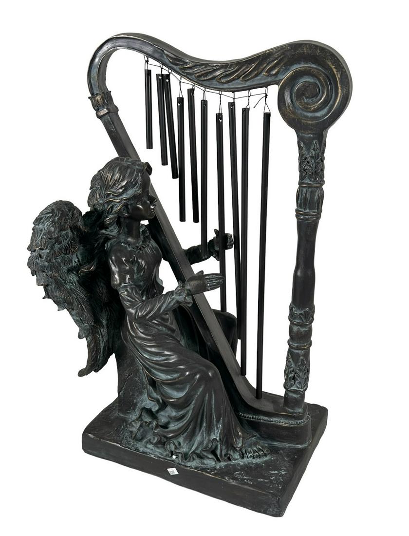 FAUX BRONZE ANGEL PLAYING HARP (1 of 3)