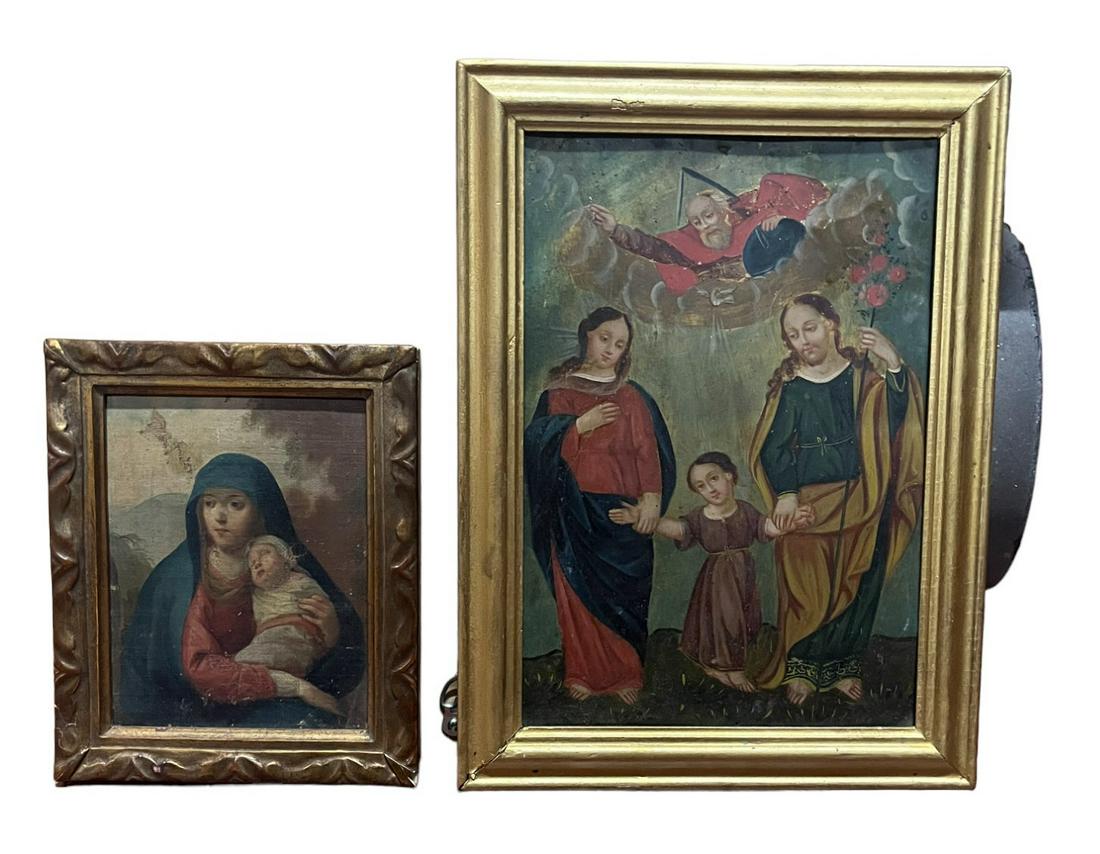 TWO RELIGIOUS OIL PAINTINGS (1 of 4)