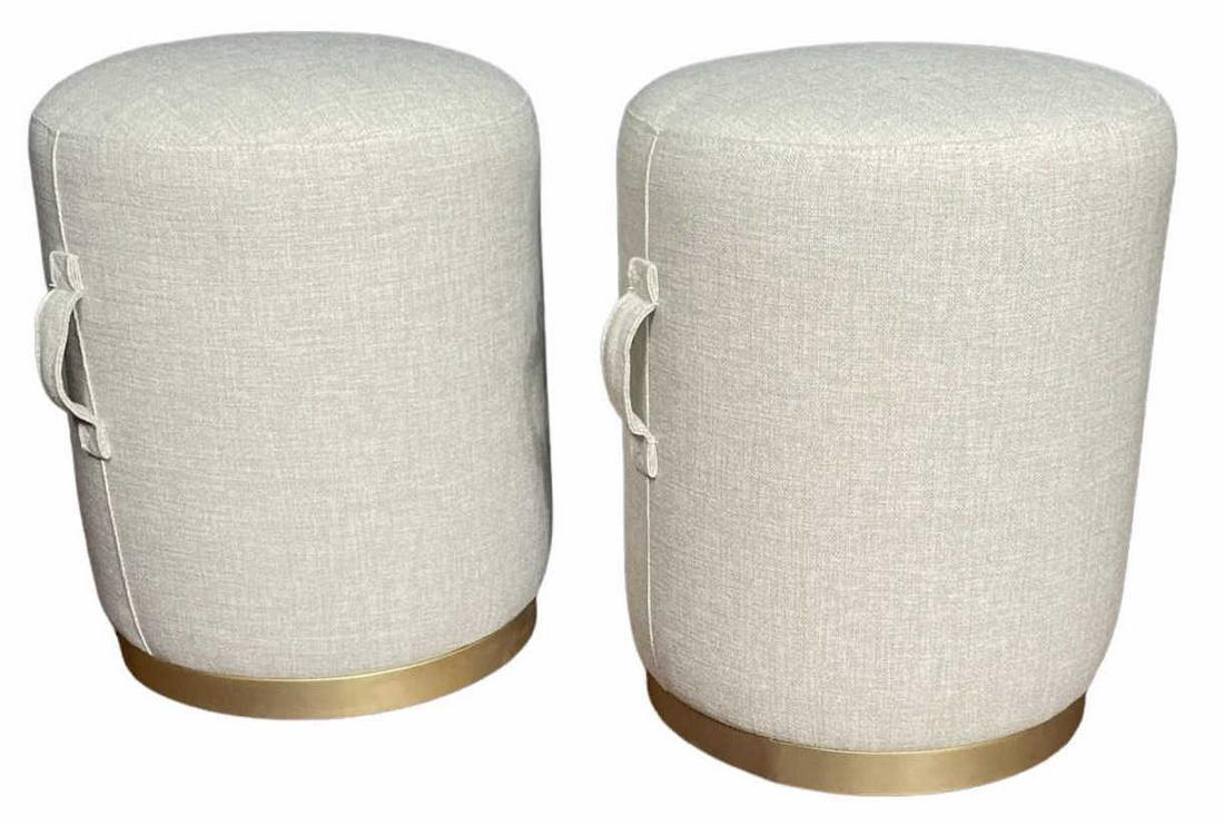 PAIR OF CONTEMPORARY UPHOLSTERED OTTOMANS (1 of 3)