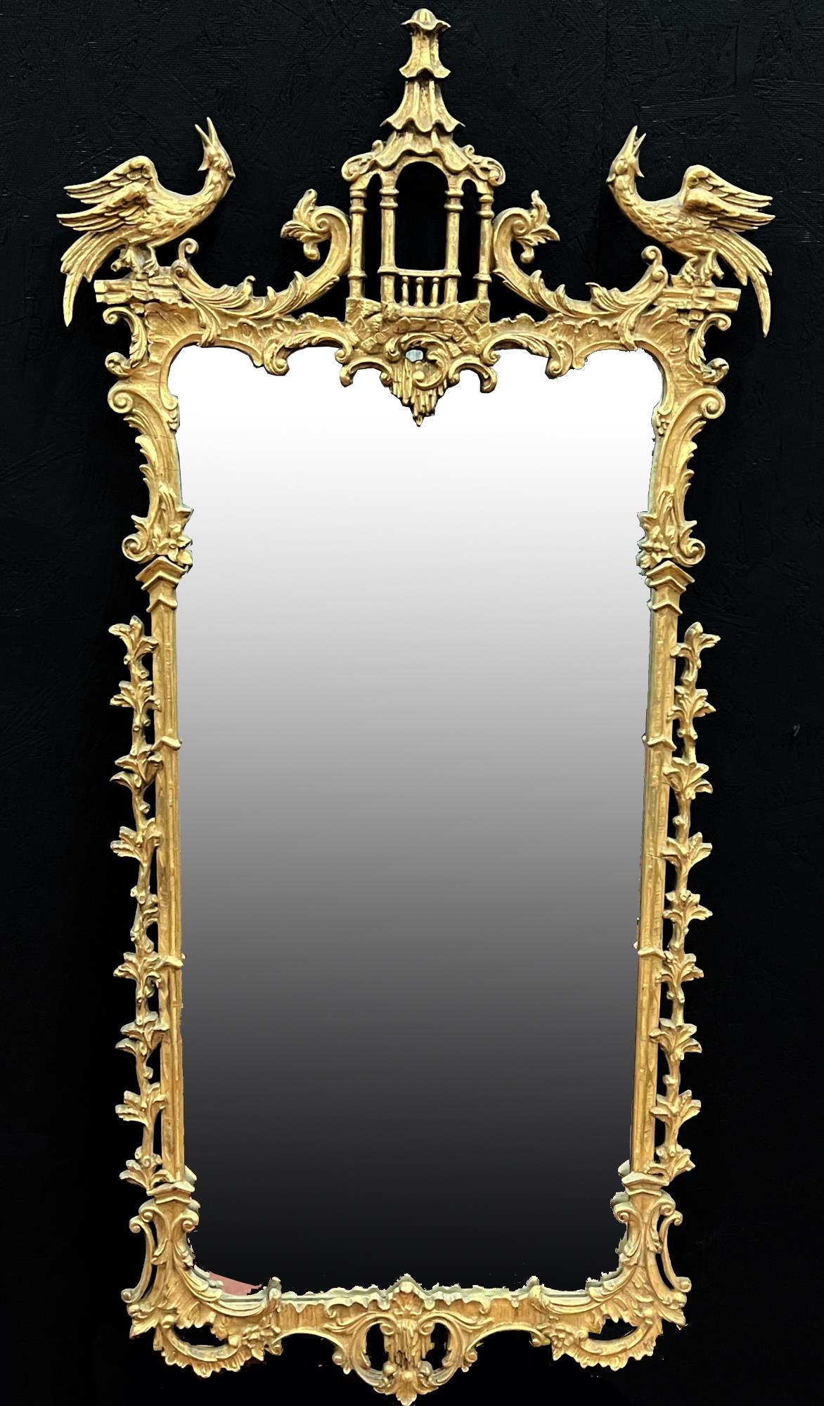 VINTAGE ITALIAN CHINESE CHIPPENDALE  GILT MIRROR (1 of 8)