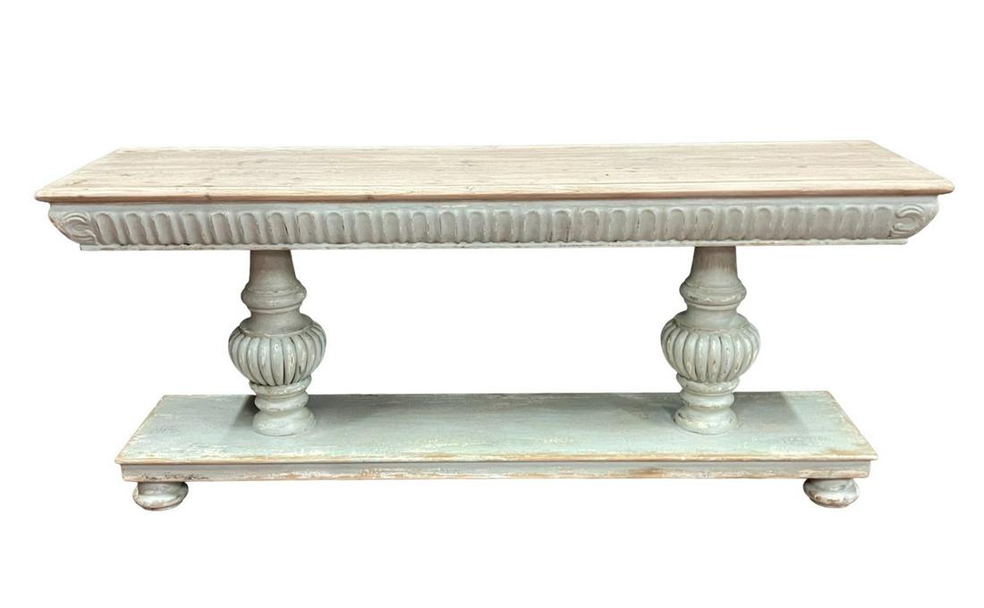 DISTRESSED GREEN FINISH CONSOLE TABLE (1 of 4)