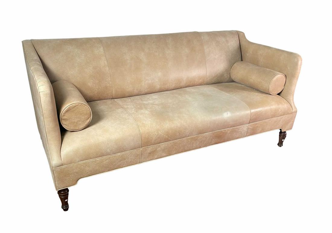 MITCHELL GOLD TAN  SUEDE SOFA (1 of 4)
