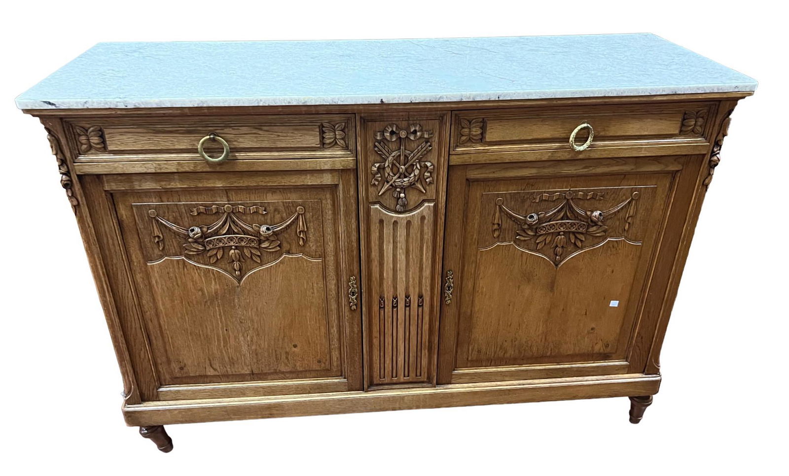 19th CENTURY FRENCH OAK MARBLE TOP SIDEBOARD (1 of 3)
