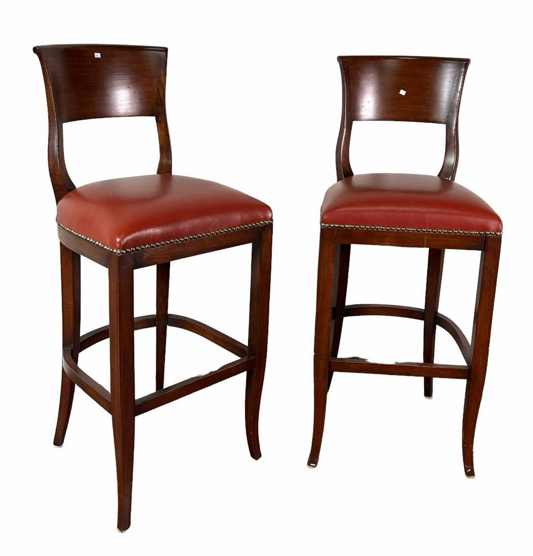 PAIR OF BARSTOOLS WITH NAILHEAD TRIM (1 of 2)