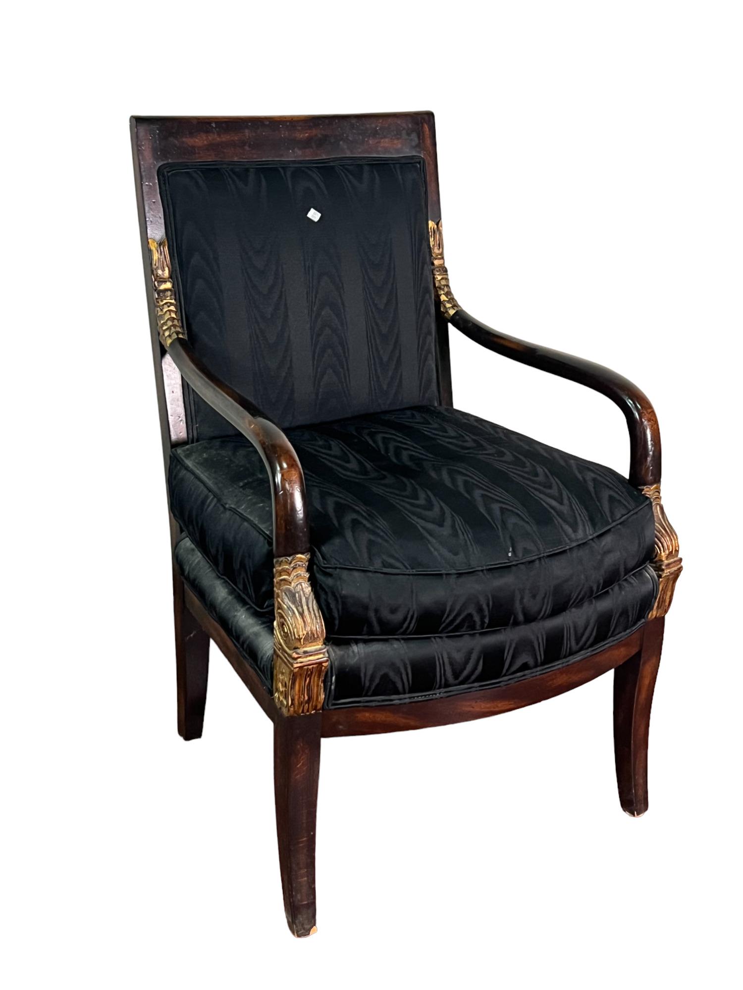 EMPIRE STYLE  ARMCHAIR W GILT WOOD CARVED DETAILS (1 of 2)