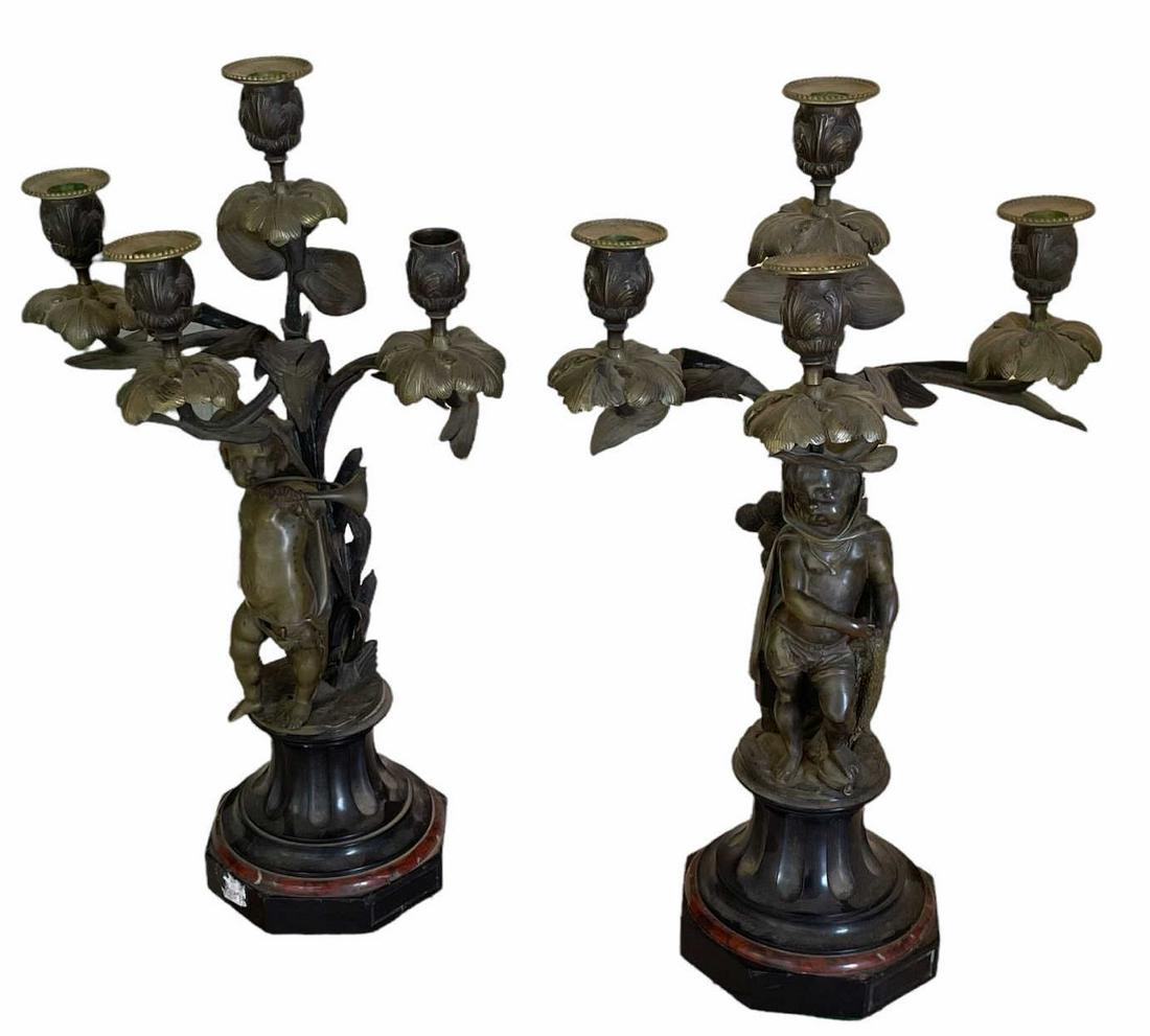 PAIR OF 19th CENTURY BRONZE CANDELABRA (1 of 5)