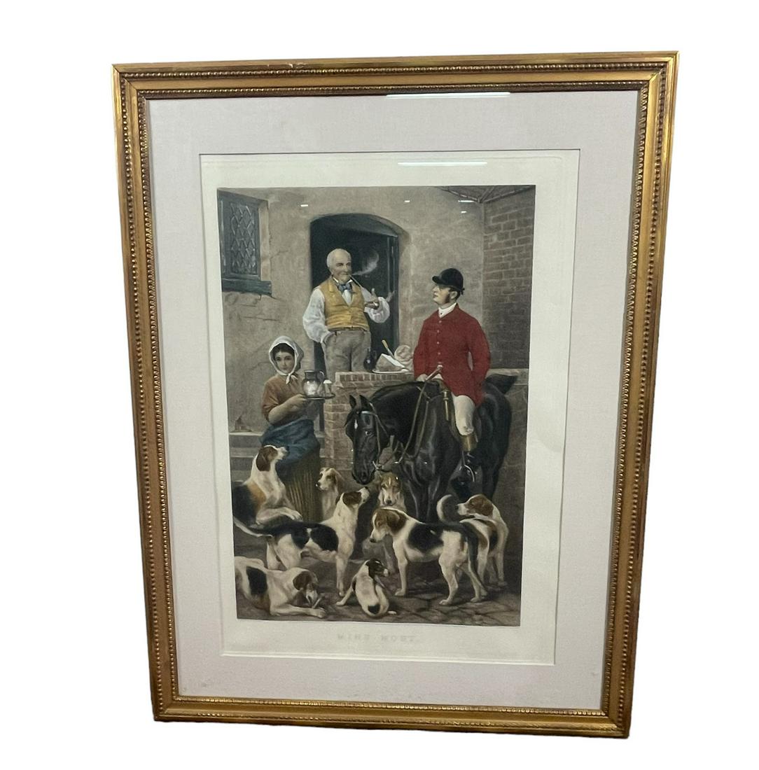 MINE HOST HAND COLORED ENGRAVING 1883 C. (1 of 3)