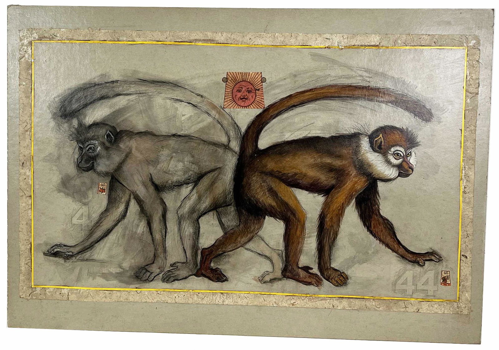TWO MONKEYS PAINTED BY LINDA HOFHEINZ: TWO MONKEYS PAINTED BY LINDA HOFHEINZ