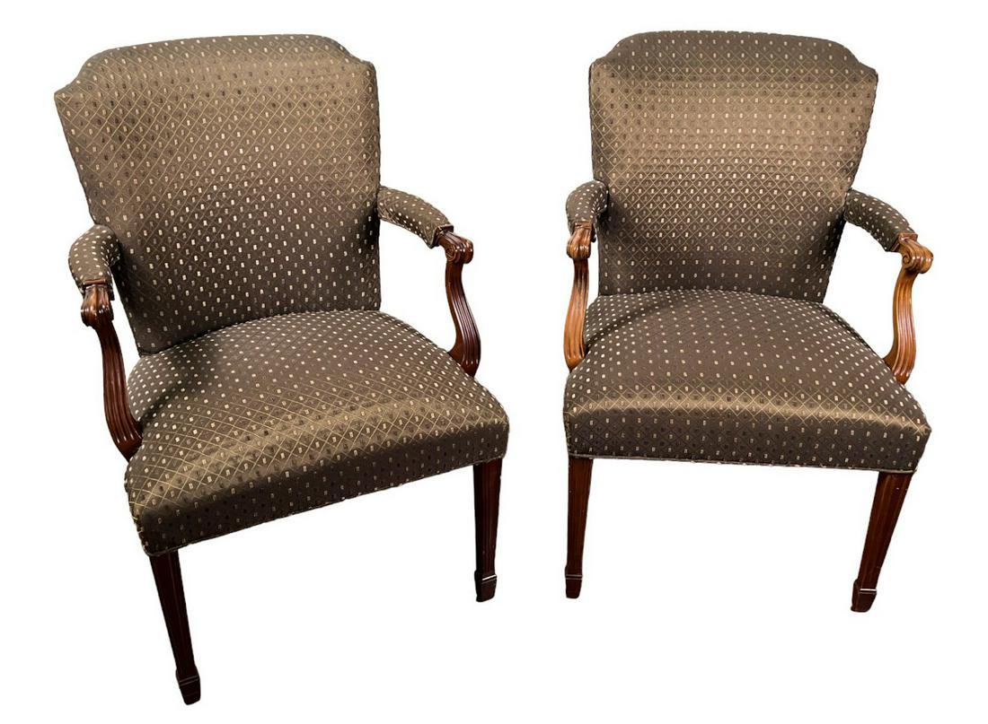 PAIR OF ARMCHAIRS: PAIR OF ARMCHAIRS. Height: 36.5 in. by Width: 24 in. by Depth: 26