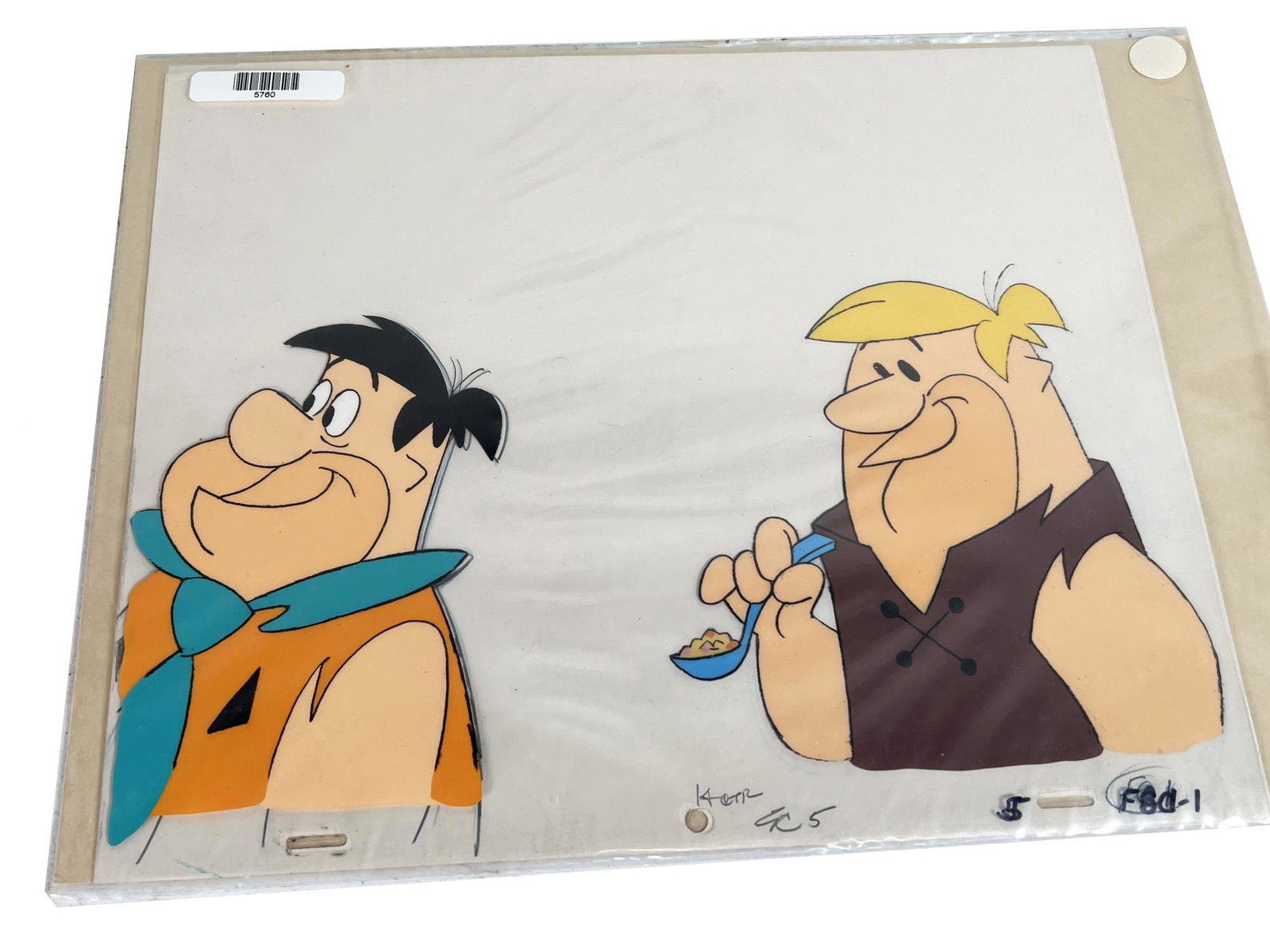 FRED AND BARNEY ANIMATION CELL: FRED AND BARNEY ANIMATION CELL. Height: 10 in. by Width: 12.5