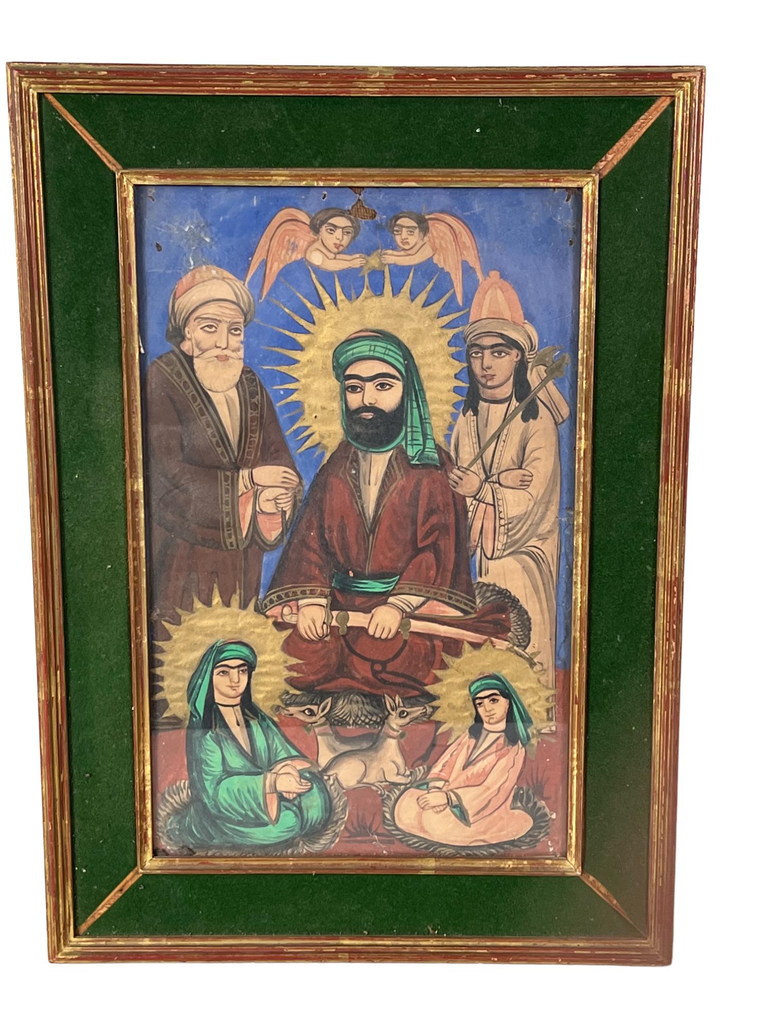 19th C.  PERSIAN WATERCOLOR AND GOLD ON PAPER (1 of 4)