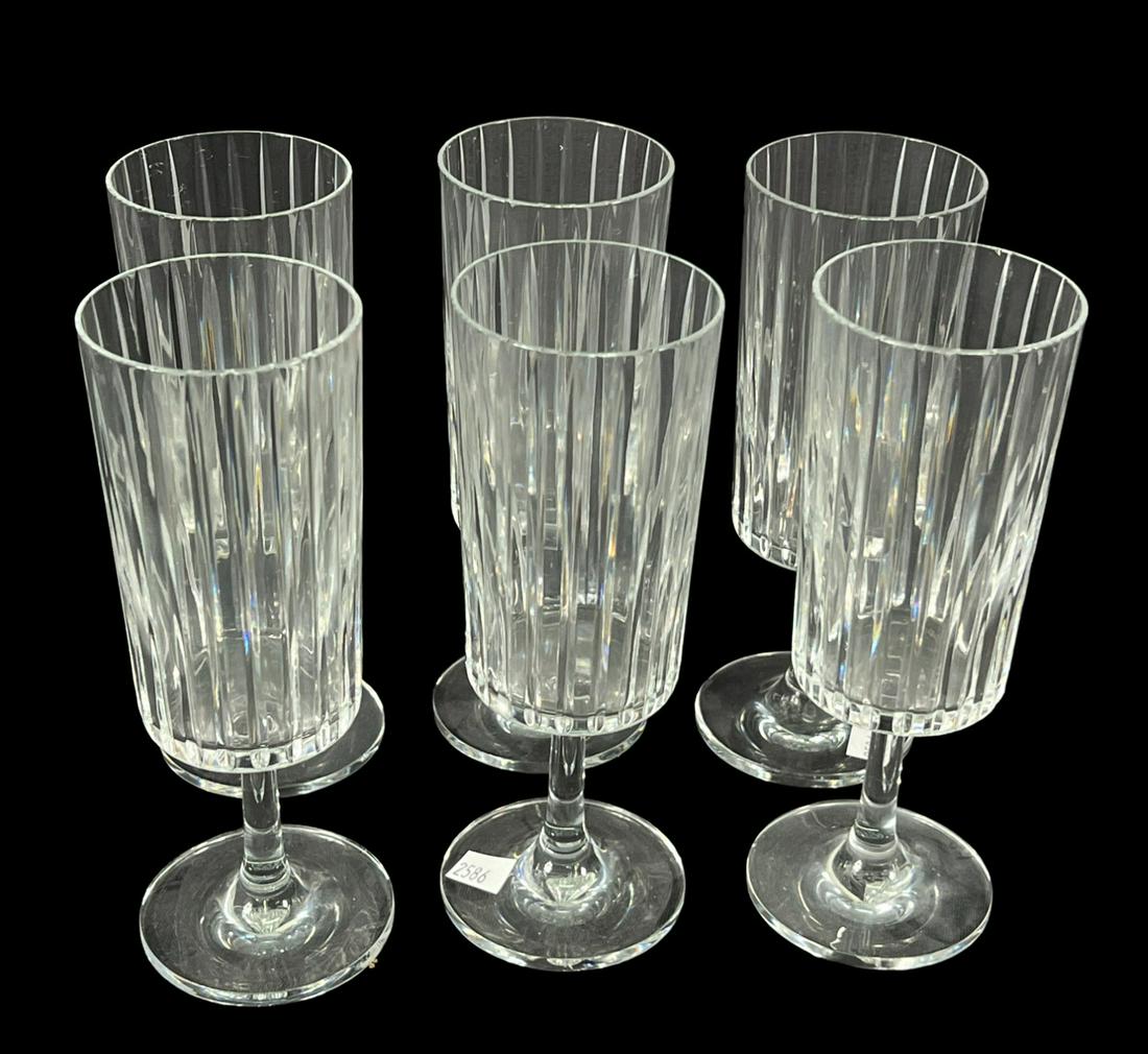 SET OF SIX BACCARAT HARMONIE CHAMPAGNE FLUTES: SET OF SIX BACCARAT HARMONIE CHAMPAGNE FLUTES. Height: 6.75 in. by Width: 2.5 in. by Depth: 2.5