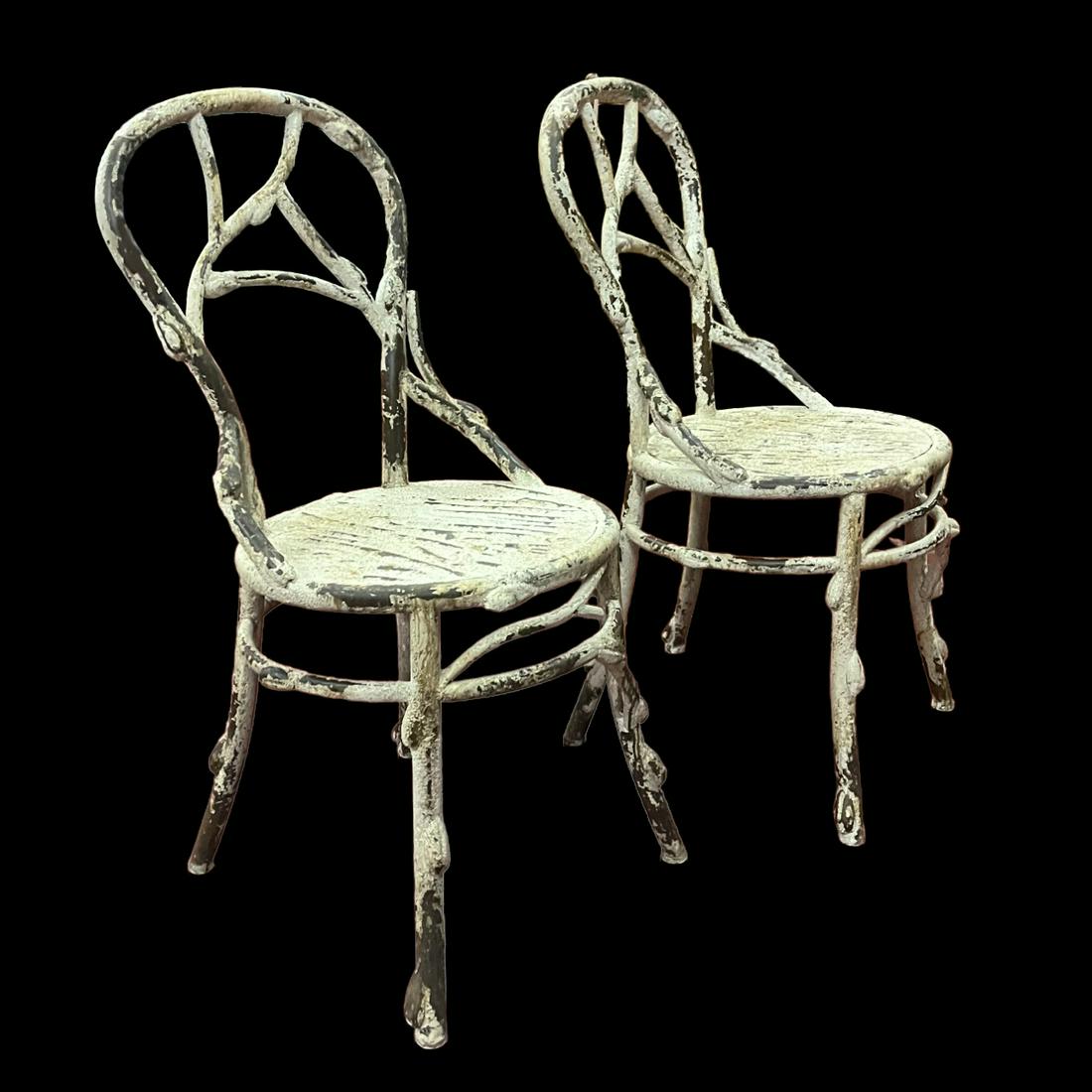 PAIR FAUX BOIS GARDEN CHAIRS (1 of 4)