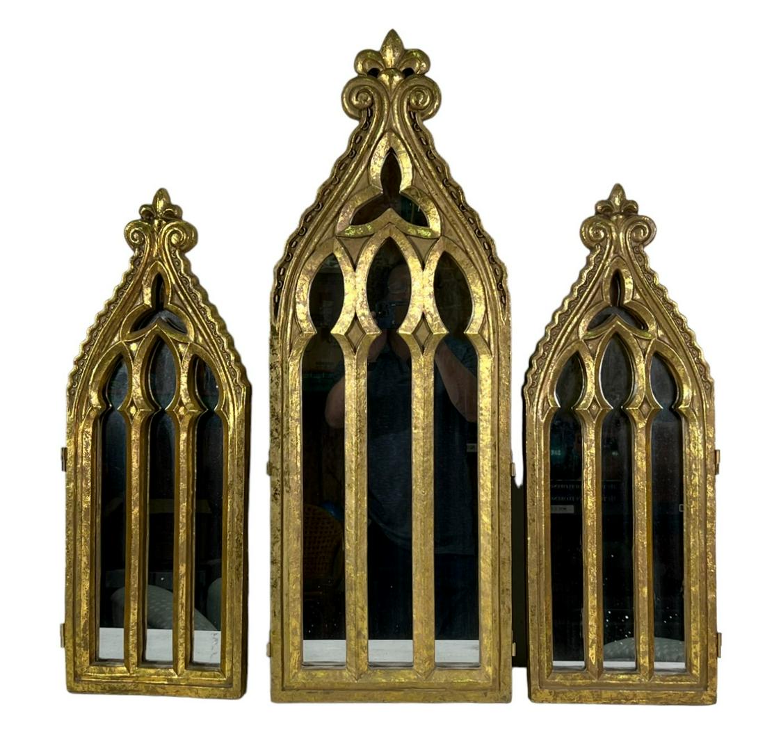 ANTIQUED CATHEDRAL THREE PANEL MIRROR  BY VALERIE (1 of 4)