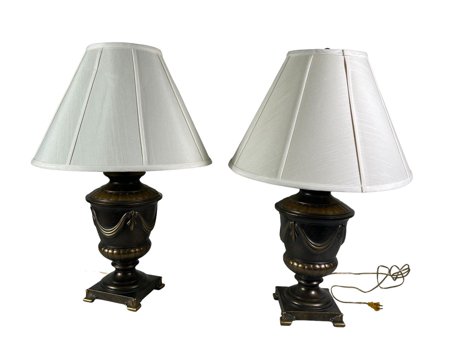 PAIR OF BRASS PATINIZED FREDERICK COOPER LAMPS: PAIR OF BRASS PATINIZED FREDERICK COOPER LAMPS. Height: 30 in. by Width: 20.5 in. by Depth: 20.5