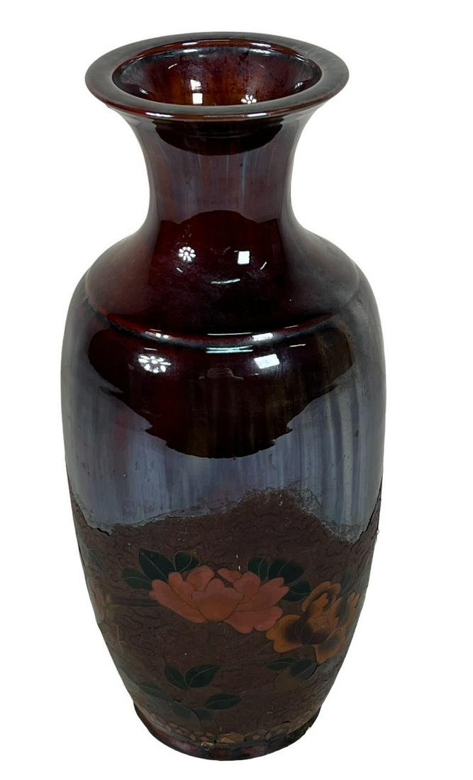 VINTAGE TOYO JAPAN FLORAL VASE: VINTAGE TOYO JAPAN FLORAL VASE. Height: 12 in. by Width: 4.5 in. by Depth: 4.5 in.