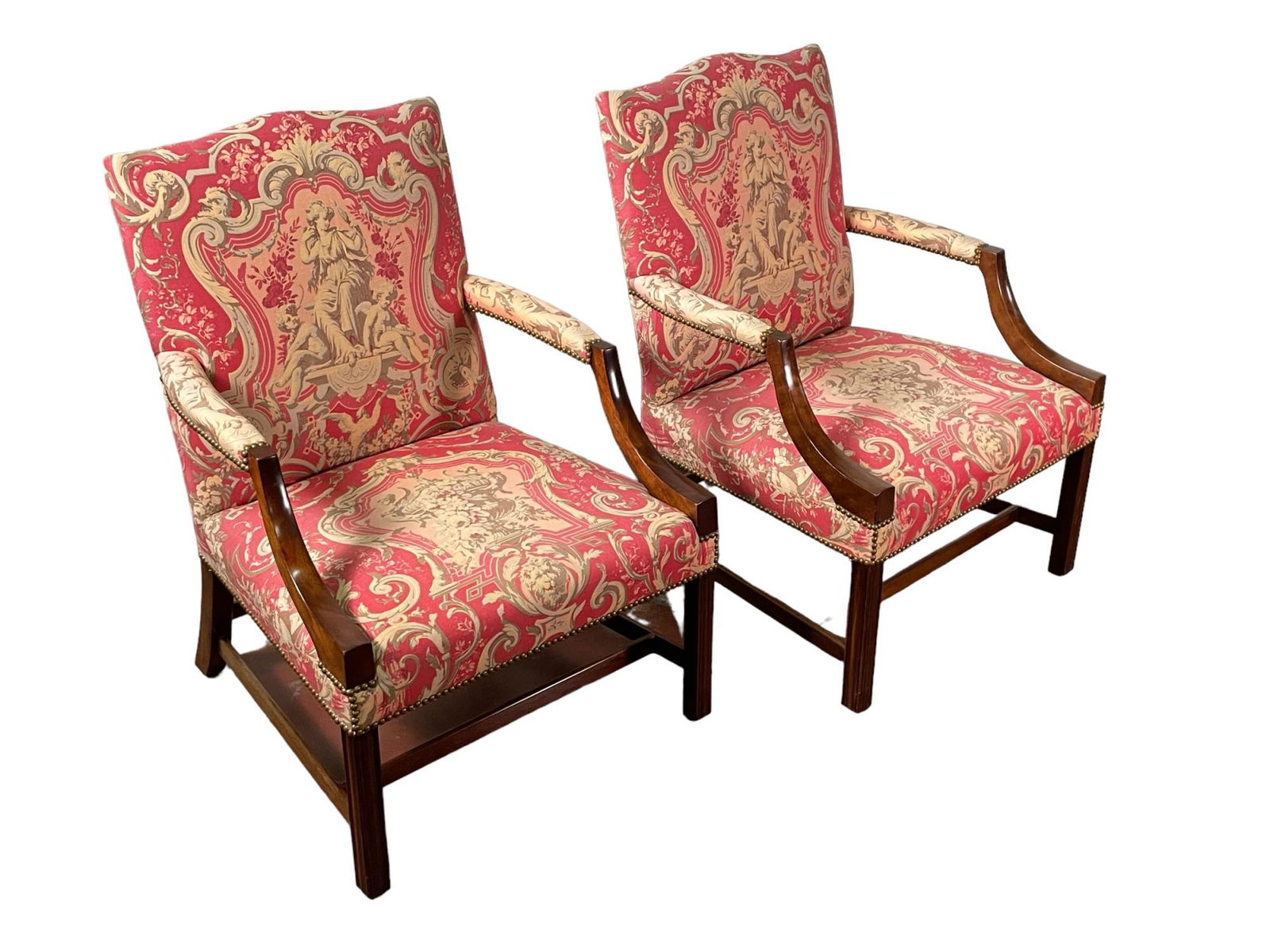 PAIR OF 19th CENTURY GEORGE III STYLE ARMCHAIRS (1 of 4)