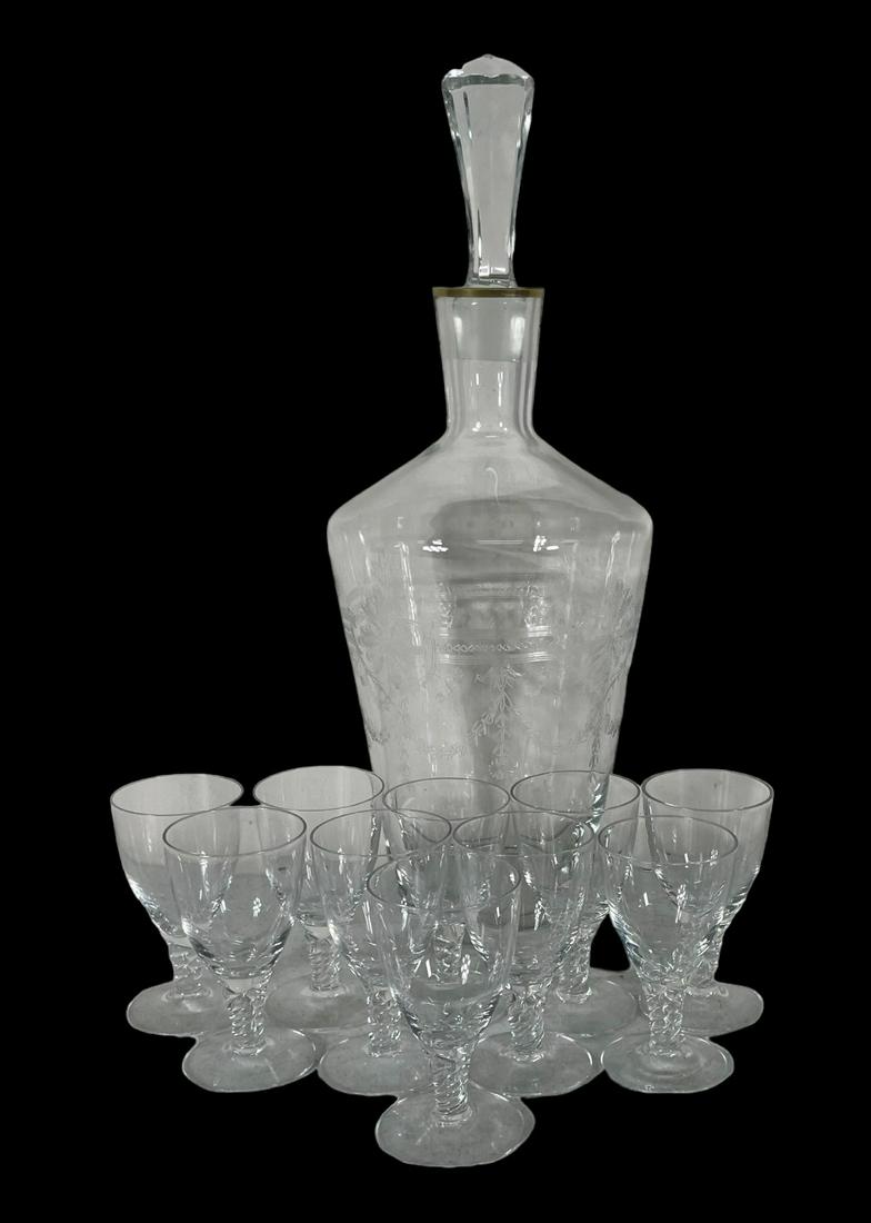 ELEVEN PIECE DECANTER AND GOBLET SET (1 of 3)