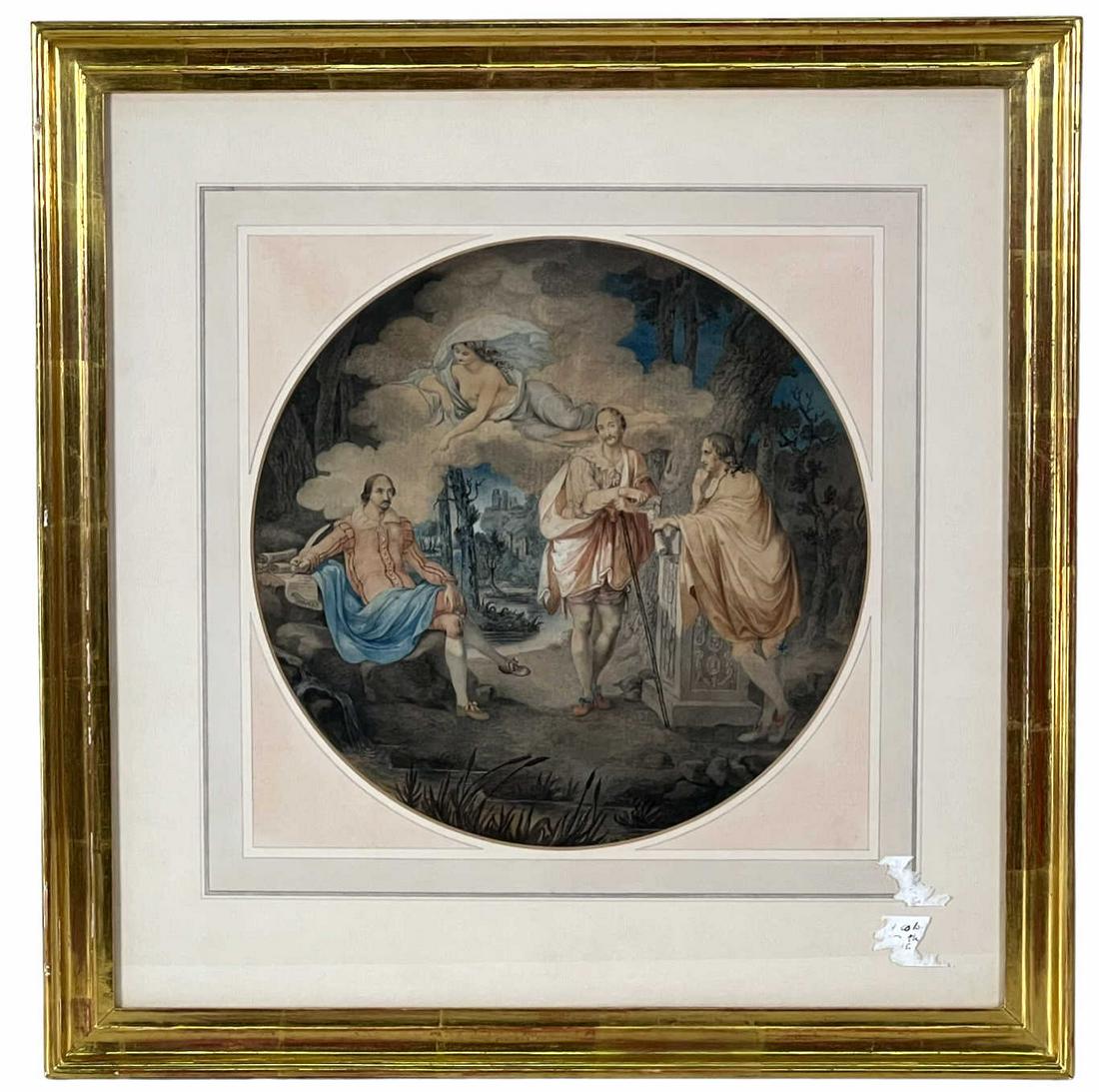 19th C. HAND COLORED ENGRAVING SHAKESPEARE: 19th CENTURY HAND COLORED ENGRAVING SHAKESPEARE MARLOWE BEN JOHNSON. Height: 21 in. by Width: 20.5 in. by Depth: 1 in.