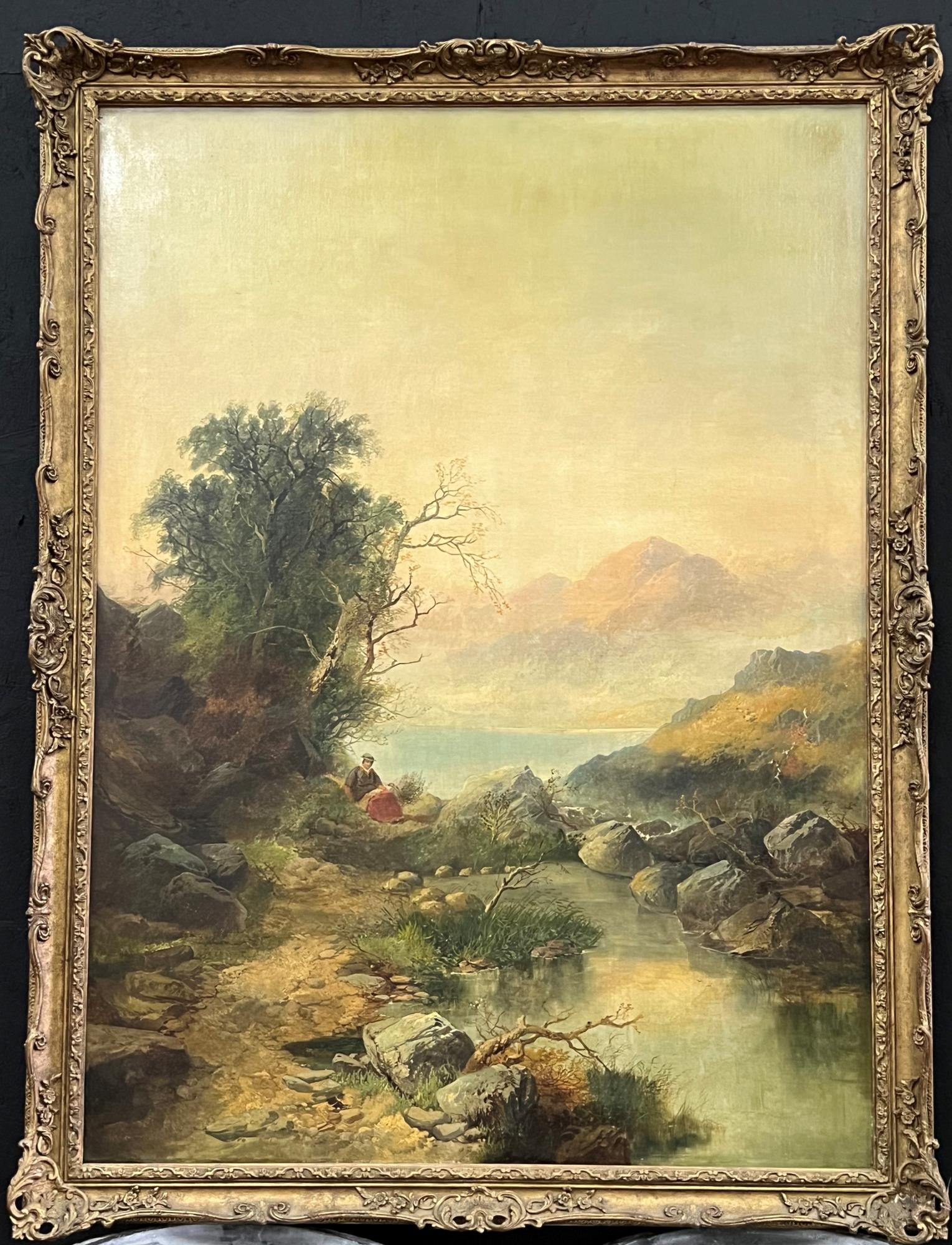 19th CENTURY LANDSCAPE OIL ON CANVAS PAINTING (1 of 3)