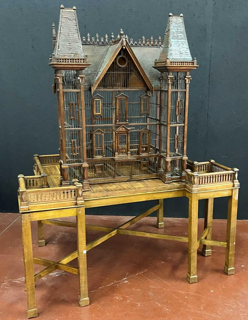 19th CENTURY VICTORIAN BIRDHOUSE ON STAND (1 of 9)