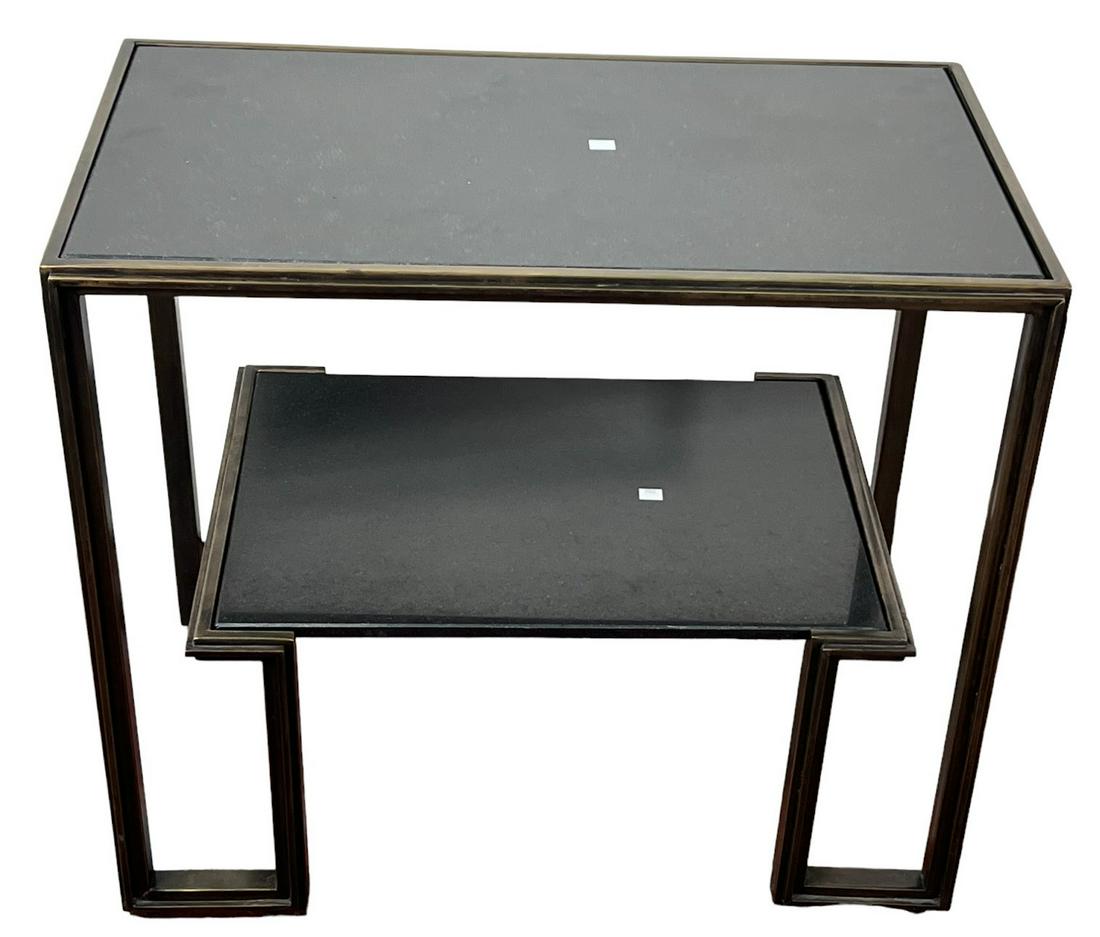 BRONZE AND BLACK GRANITE TWO TIERED TABLE (1 of 3)