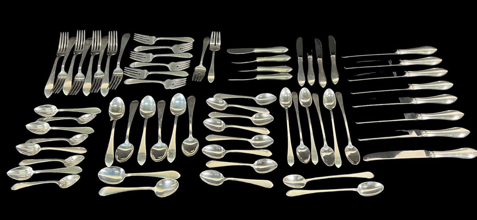 64-PC. ANTIQUE STERLING REED AND BARTON FLATWARE (1 of 5)